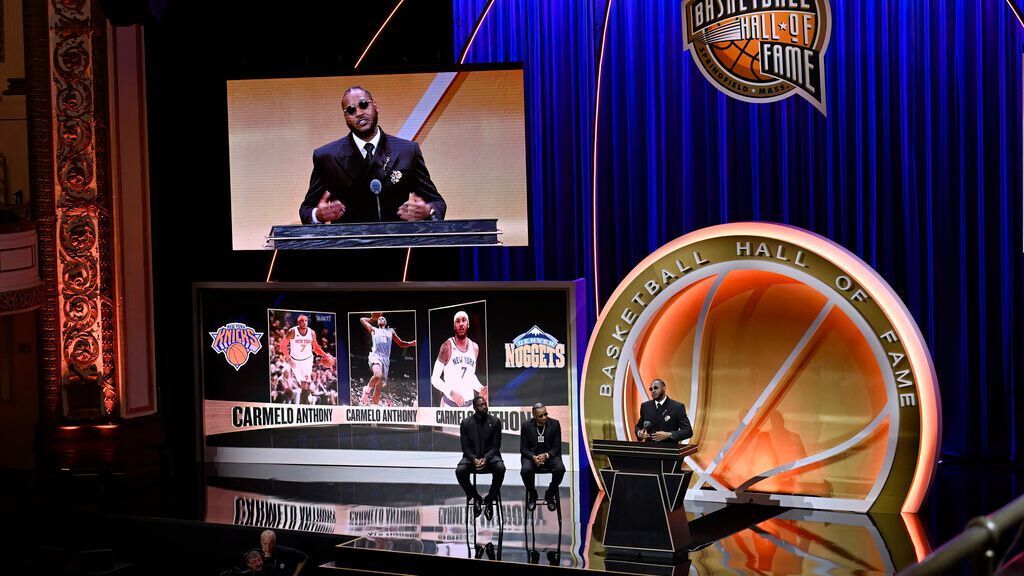 Basketball Legends Carmelo Anthony, Dwight Howard, And Maya Moore Honored In Hall Of Fame Ceremony Basketball Legends Carmelo Anthony, Dwight Howard, And Maya Moore Honored In Hall Of Fame Ceremony