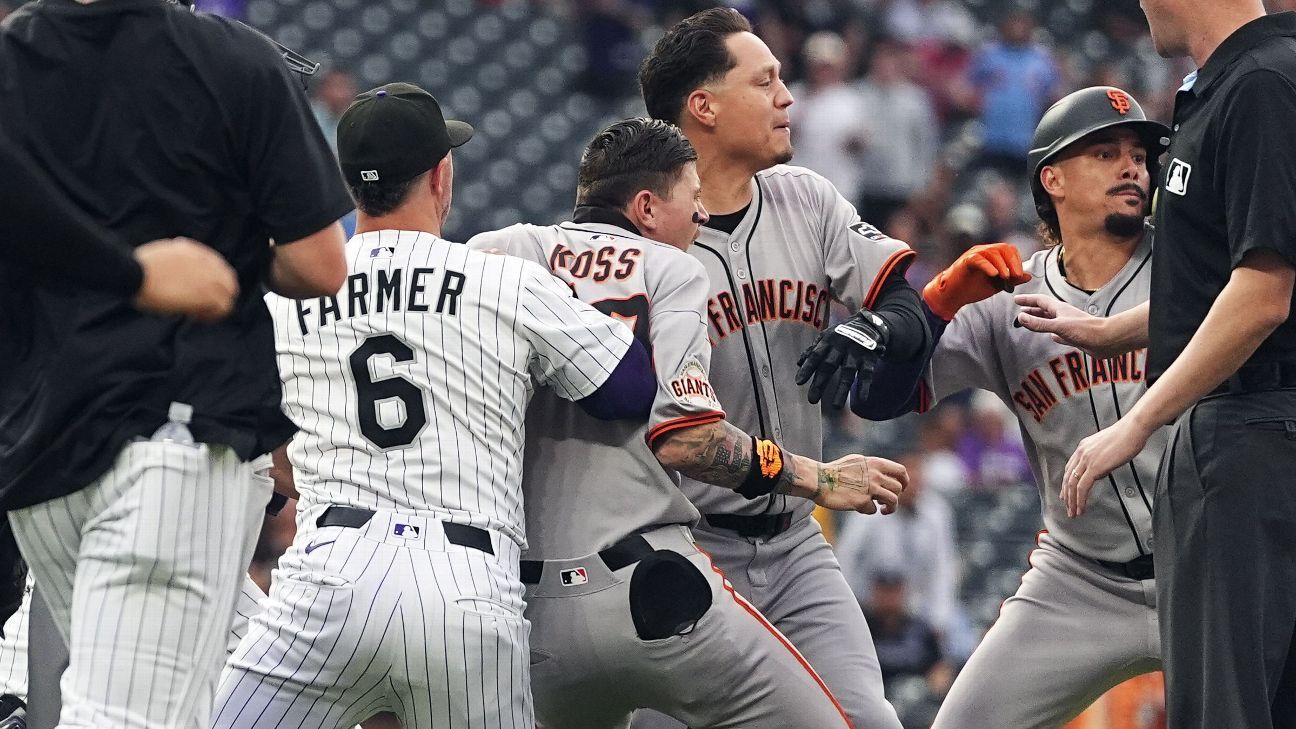 Major League Baseball Mayhem: Giants And Rockies In Bench-Clearing Fight After Devers Home Run Major League Baseball Mayhem: Giants And Rockies In Bench-Clearing Fight After Devers Home Run