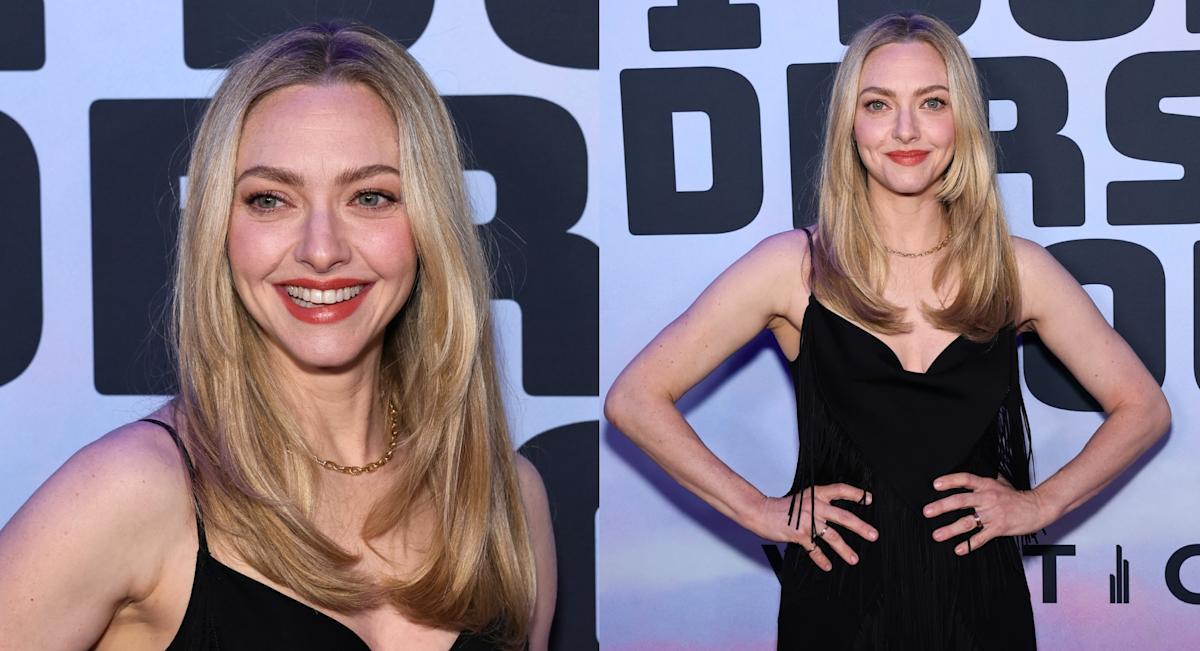 Seyfried's Bold Fashion Choice:  Black Fringe Dress At 